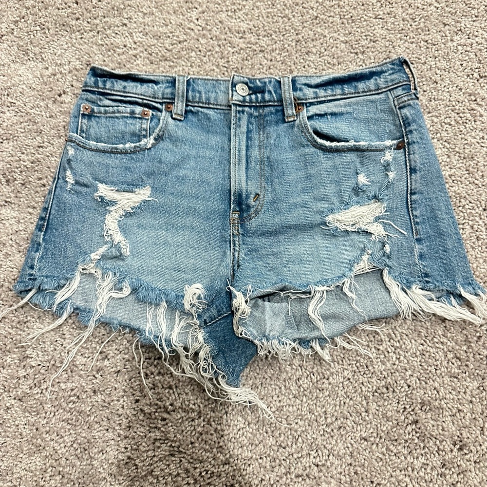 Abercrombie & Fitch Blue Distressed Jean Shorts